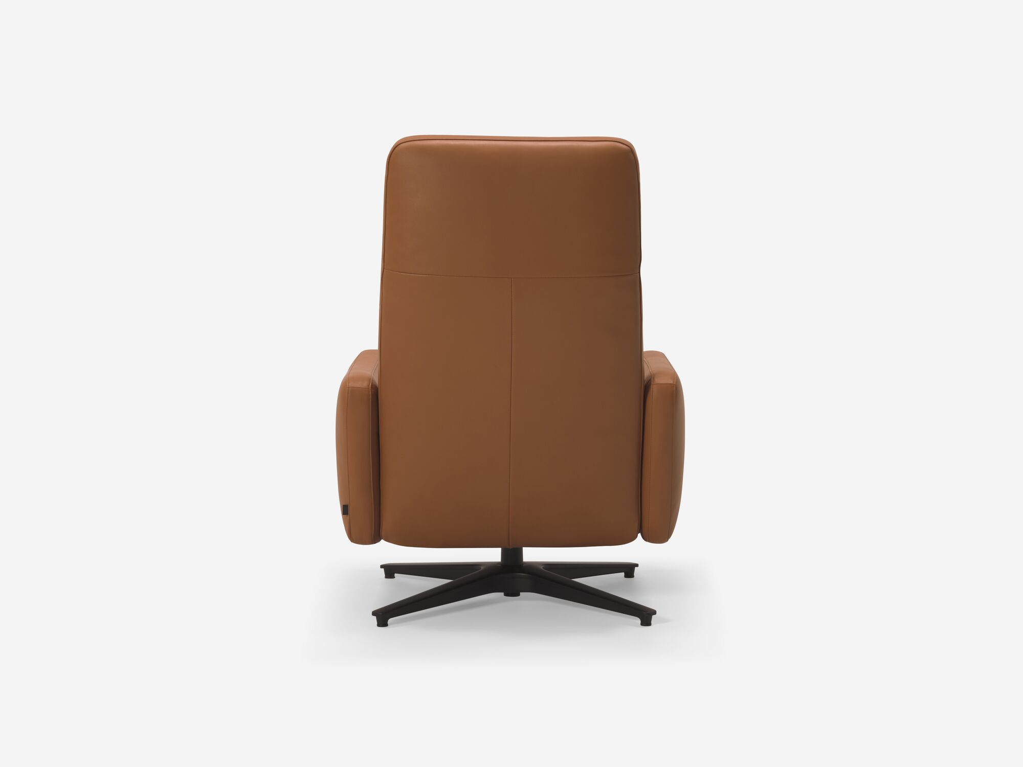 Brown leather reclining chair back view